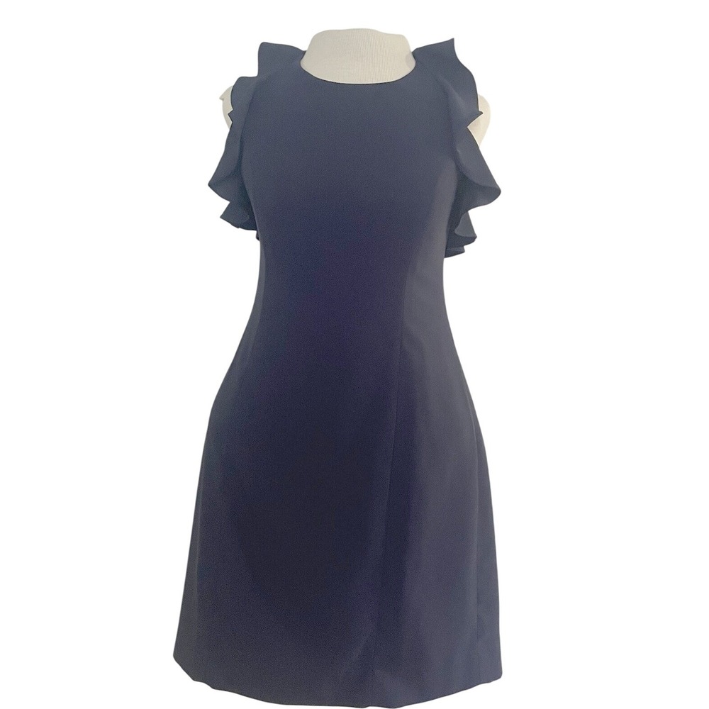 Lilly Pulitzer Navy Halter Mini Ruffle Eyelet Cutout Size 2 Poly/span Preppy‎